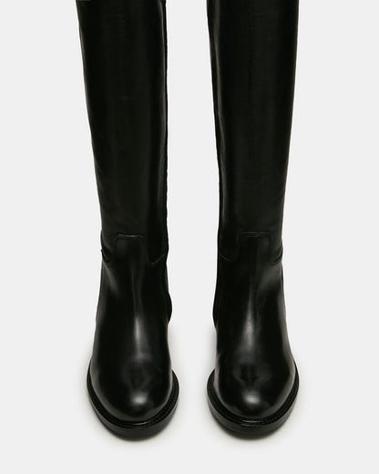 Steve Madden BELMONT Black Leather Knee-High Women's Riding Boot