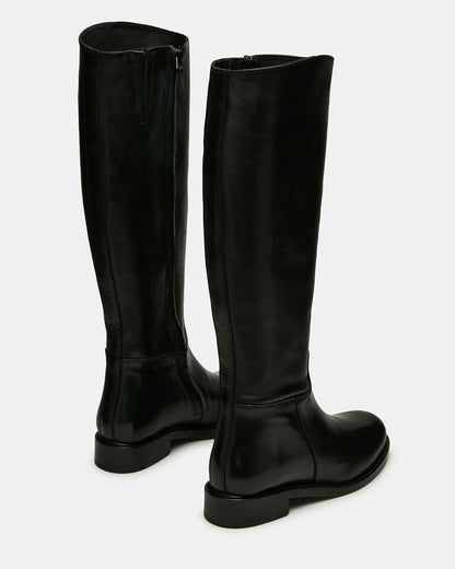 Steve Madden BELMONT Black Leather Knee-High Women's Riding Boot
