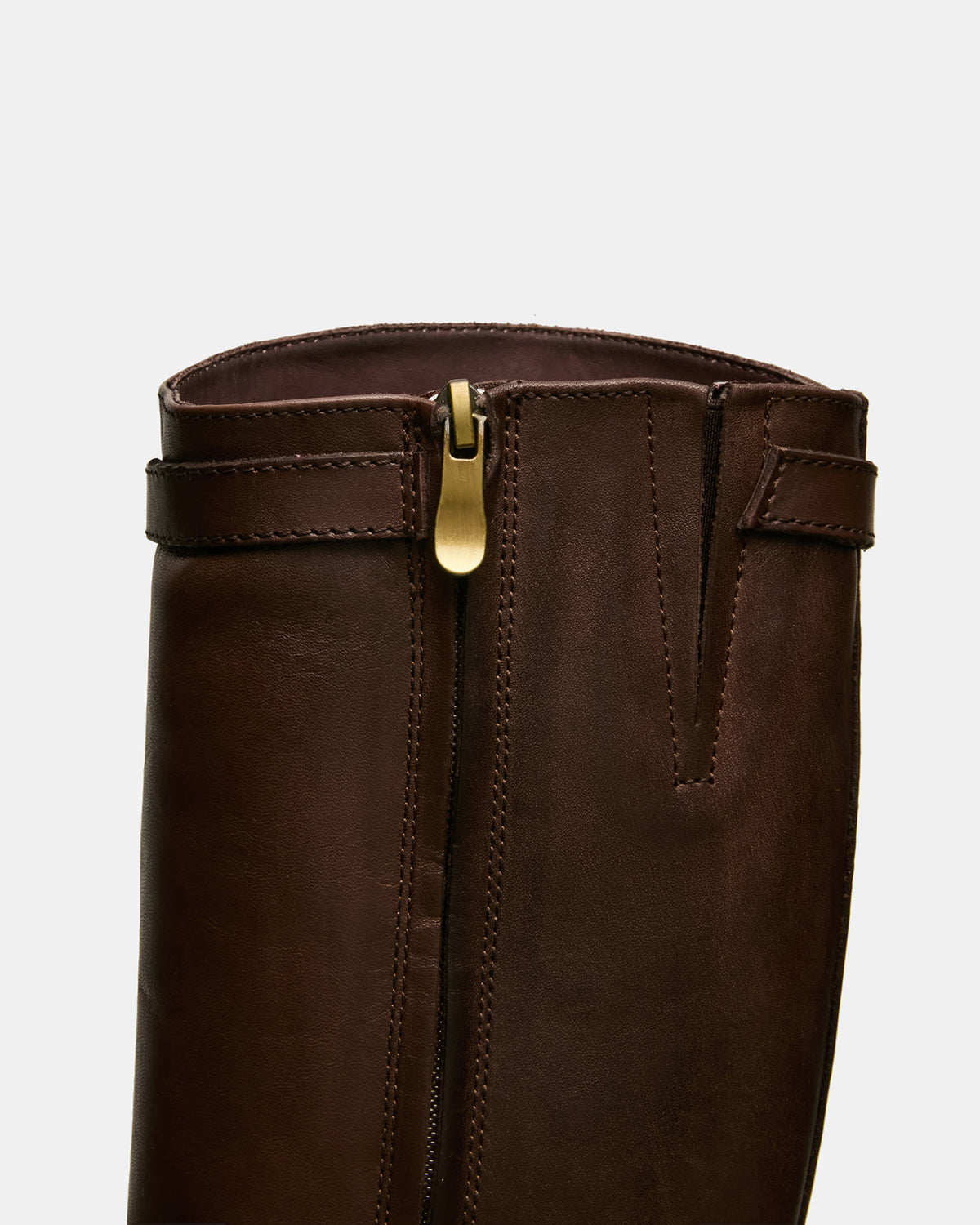 Steve Madden BEXLEY Brown Leather Knee-High Round-Toe Buckle Women's Boot