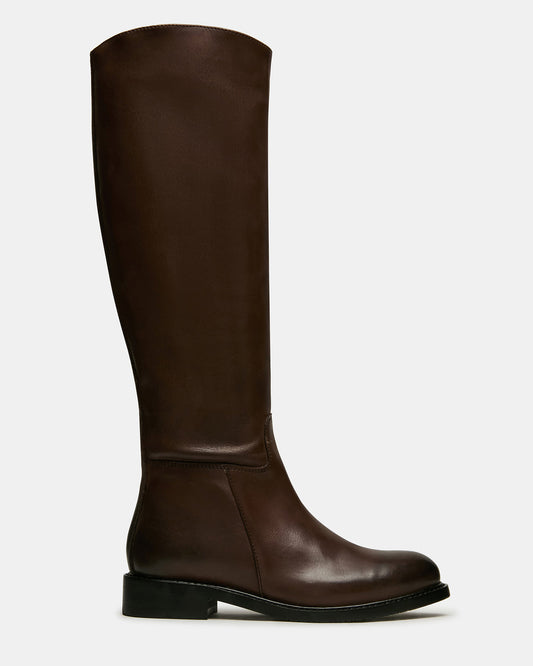Steve Madden BELMONT Brown Leather Knee-High Women's Riding Boot