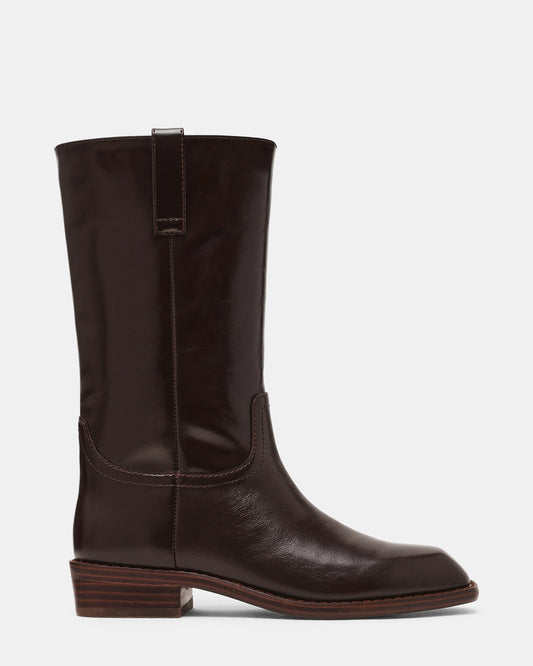 Steve Madden PRIMO Brown Leather Square-Toe Women's Boot