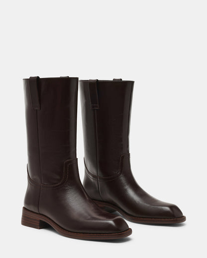 Steve Madden PRIMO Brown Leather Square-Toe Women's Boot