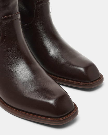 Steve Madden PRIMO Brown Leather Square-Toe Women's Boot