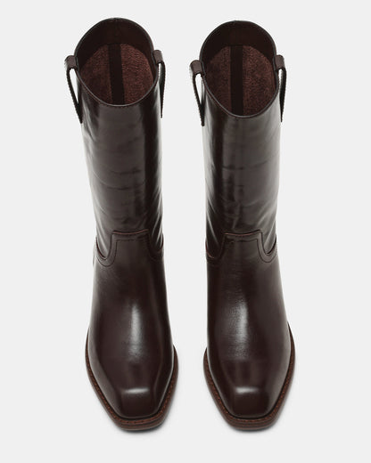 Steve Madden PRIMO Brown Leather Square-Toe Women's Boot