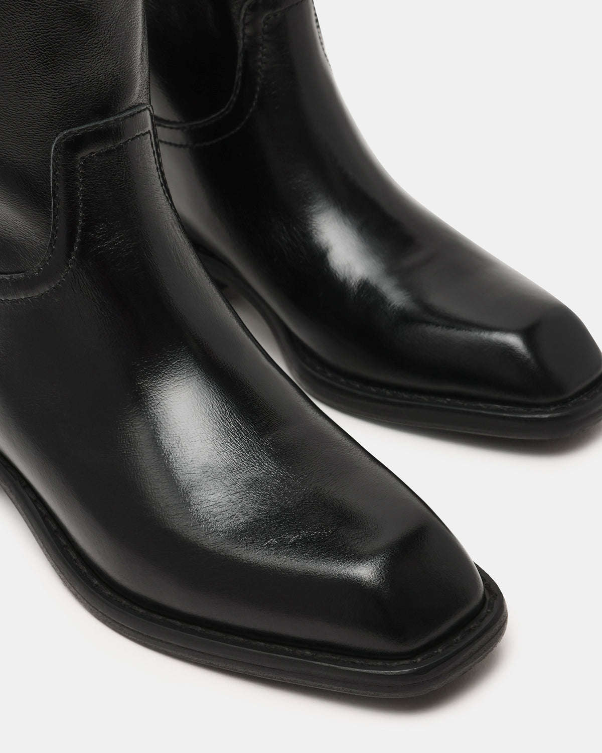 Steve Madden PRIMO Black Leather Square-Toe Women's Boot