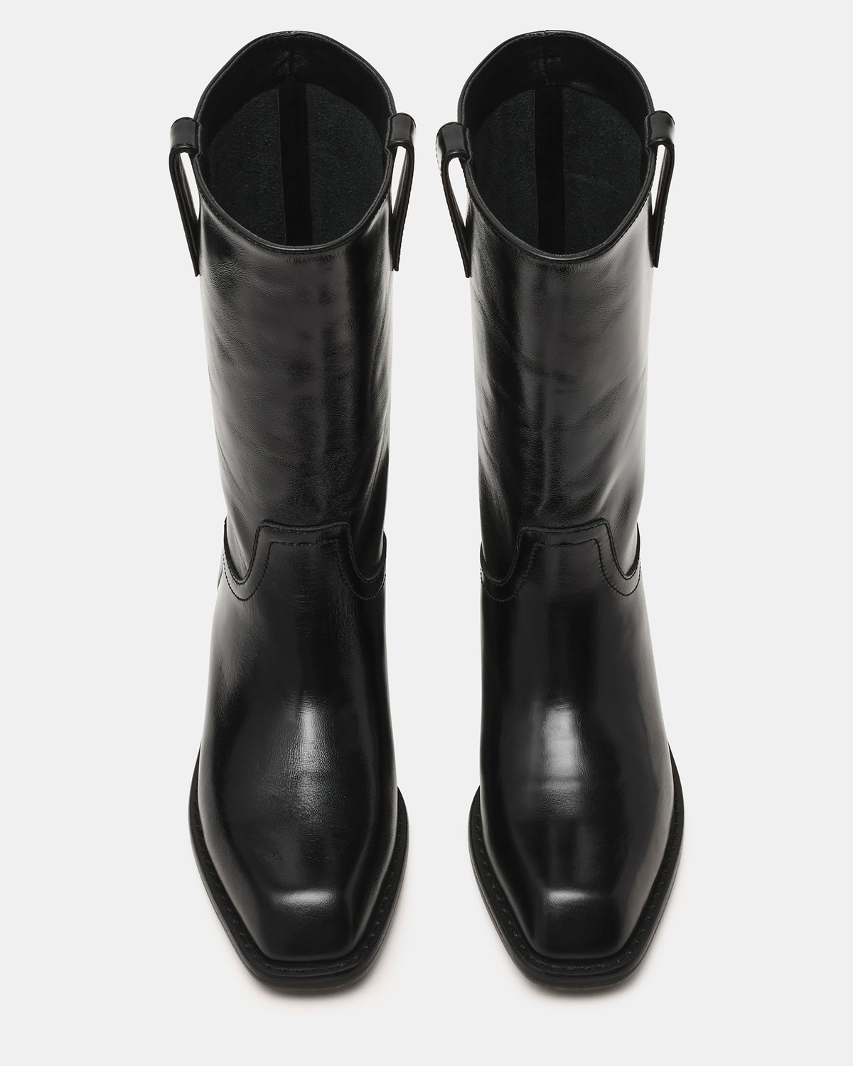 Steve Madden PRIMO Black Leather Square-Toe Women's Boot