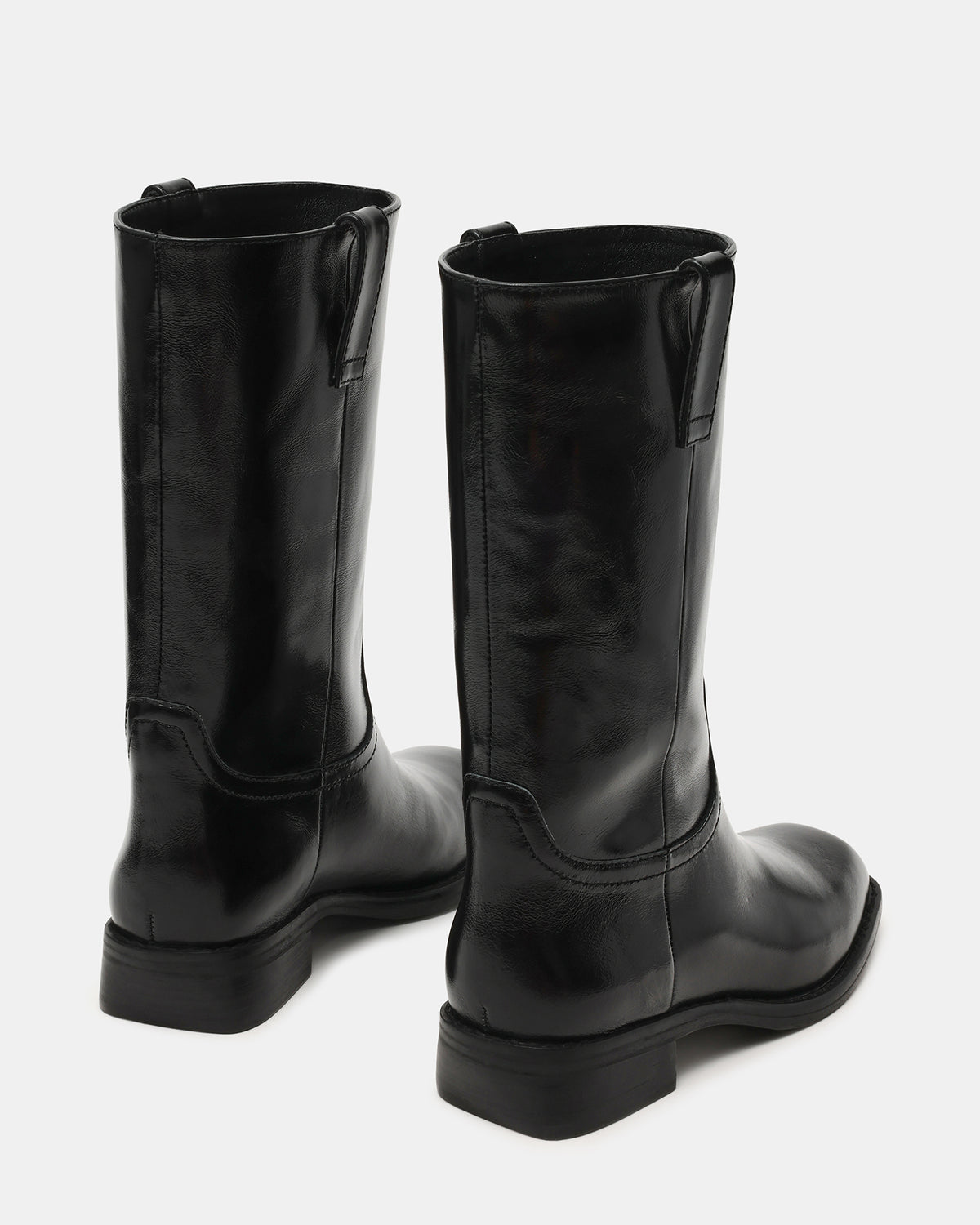 Steve Madden PRIMO Black Leather Square-Toe Women's Boot