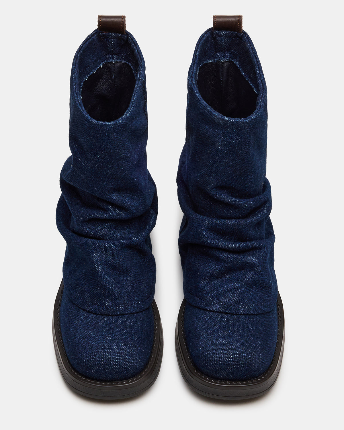 Steve Madden BENJI Denim Fabric Cuffed Fold-Over Moto Buckle Women's Ankle Boot