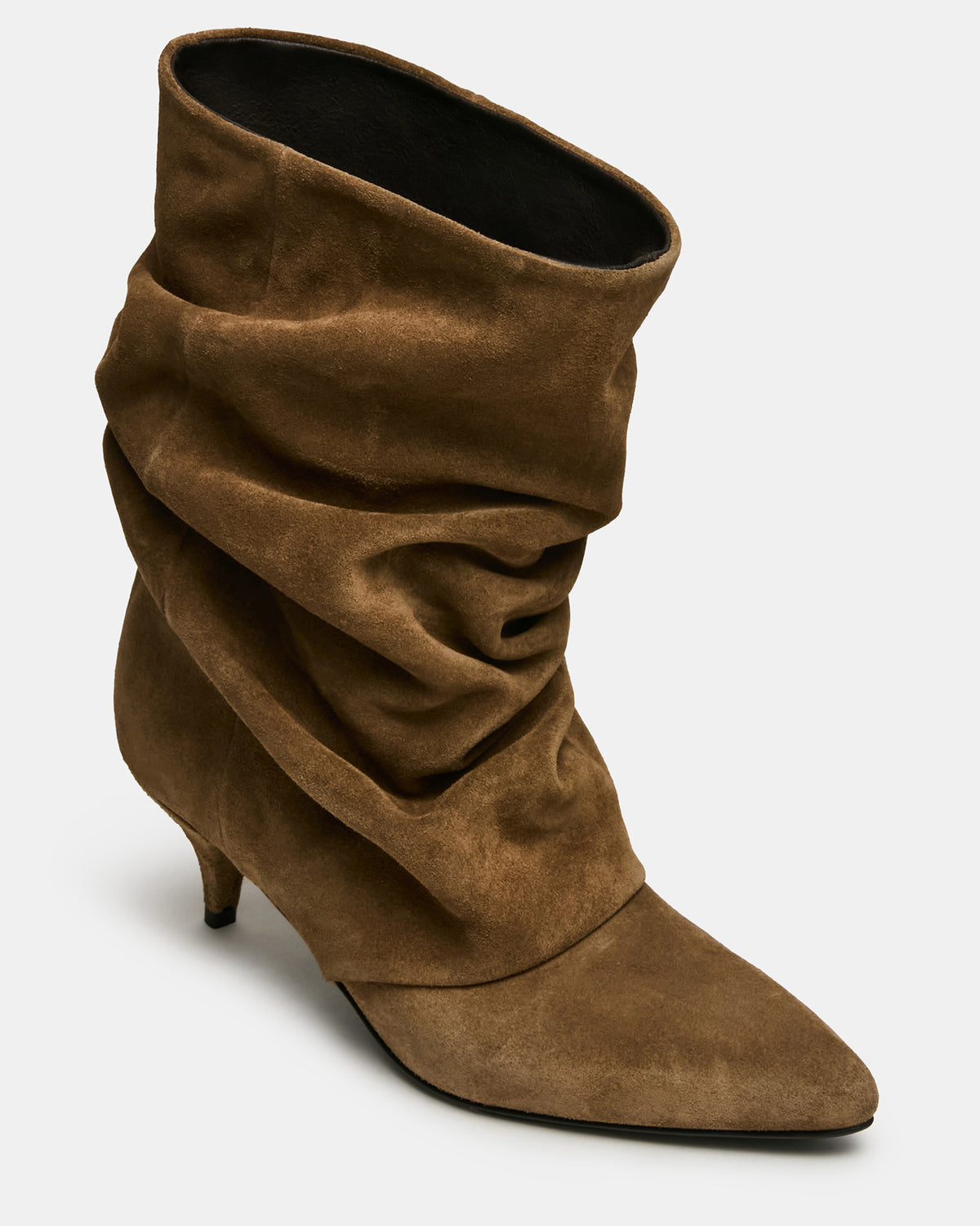 Steve Madden LEXEN Taupe Suede Pointed-Toe Fold-Over Scrunched Women's Ankle Boot