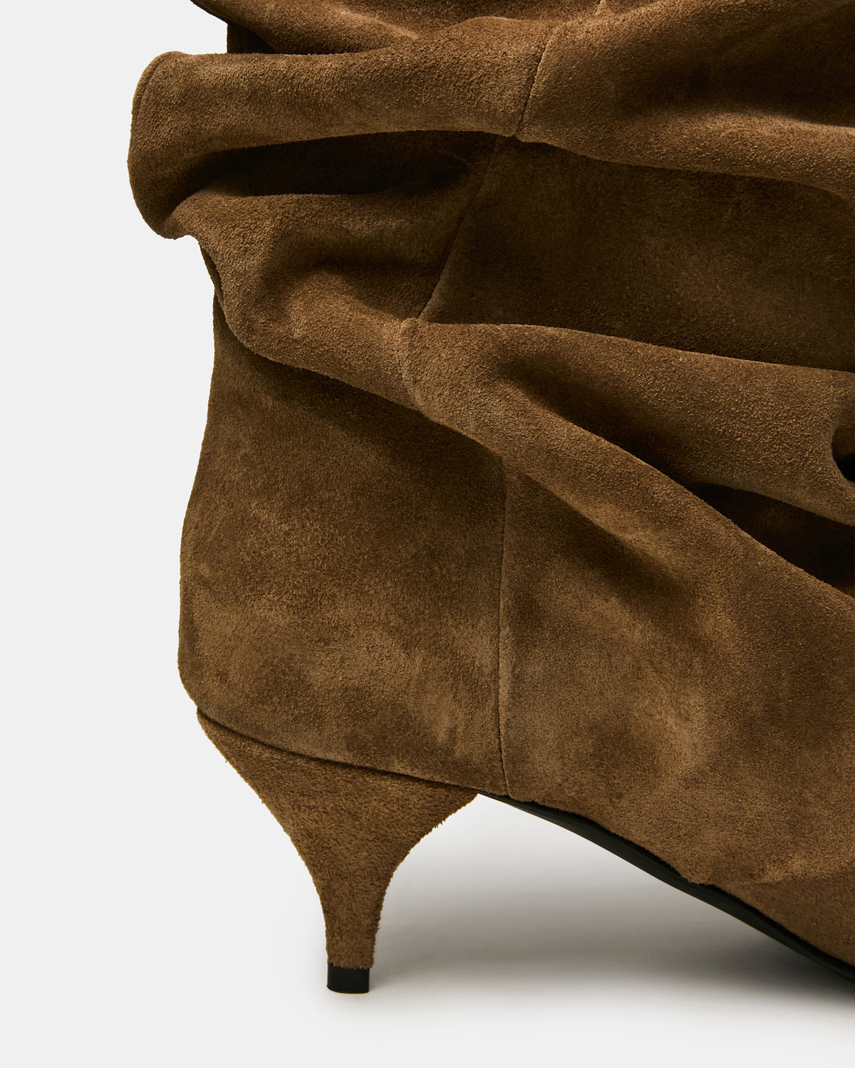 Steve Madden LEXEN Taupe Suede Pointed-Toe Fold-Over Scrunched Women's Ankle Boot