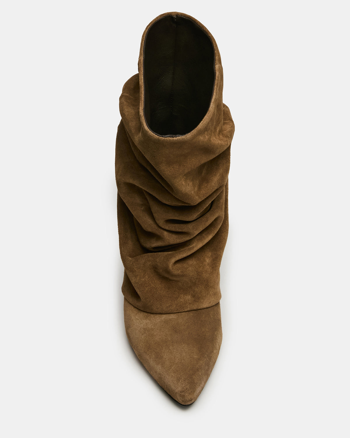 Steve Madden LEXEN Taupe Suede Pointed-Toe Fold-Over Scrunched Women's Ankle Boot