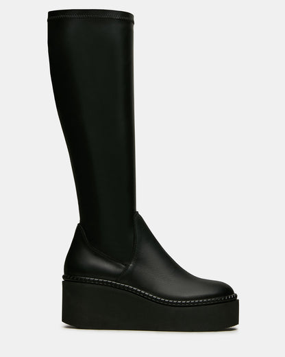 Steve Madden DRACO Black Knee-High Round-Toe Platform Women's Boot