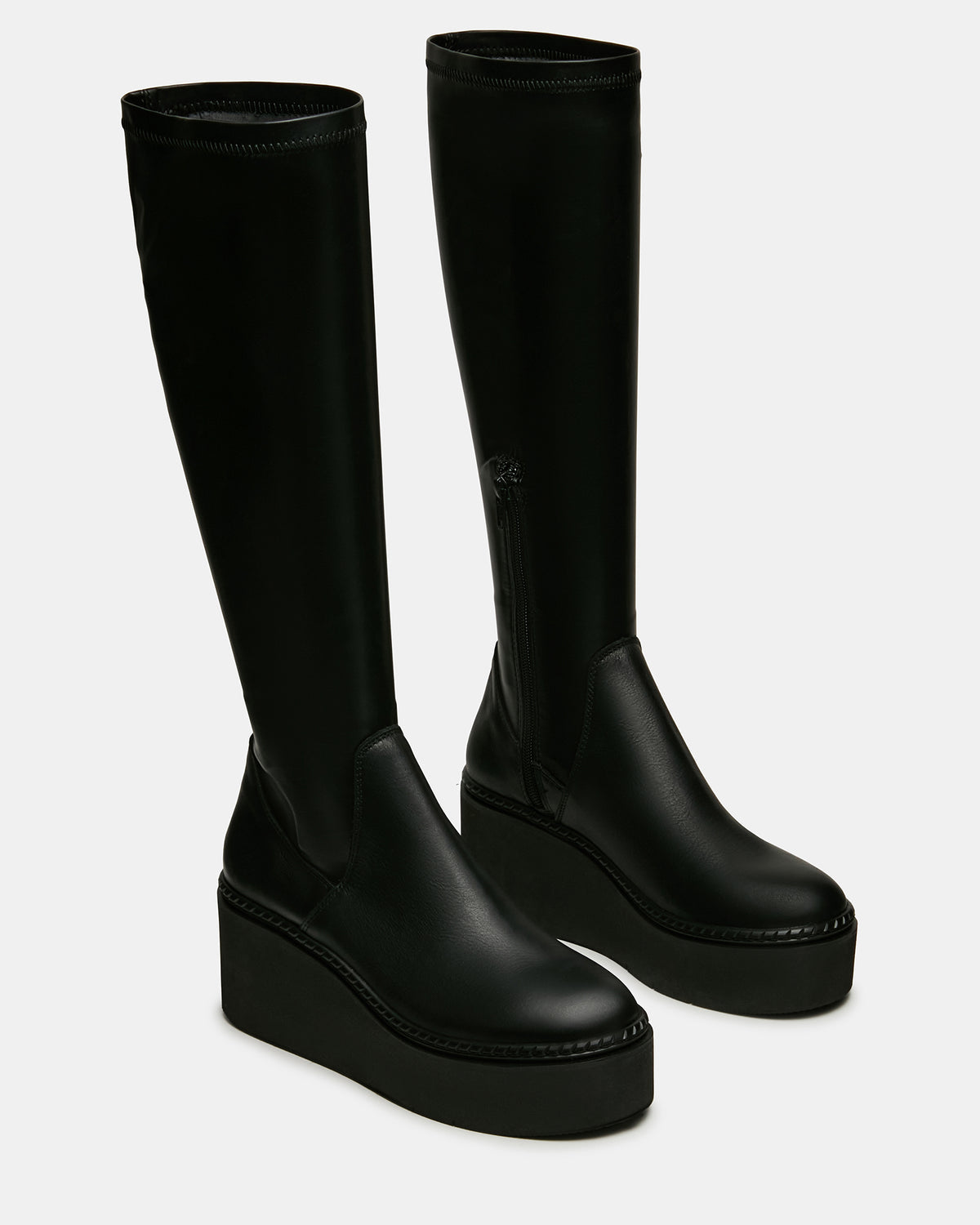 Steve Madden DRACO Black Knee-High Round-Toe Platform Women's Boot