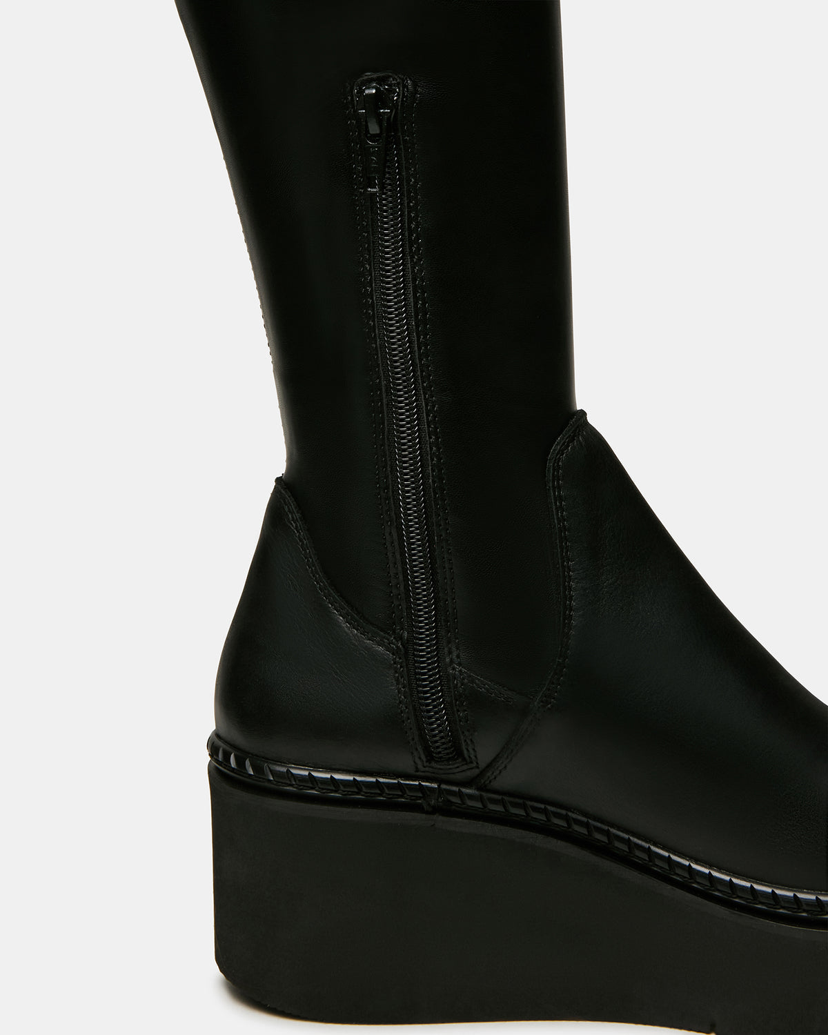 Steve Madden DRACO Black Knee-High Round-Toe Platform Women's Boot
