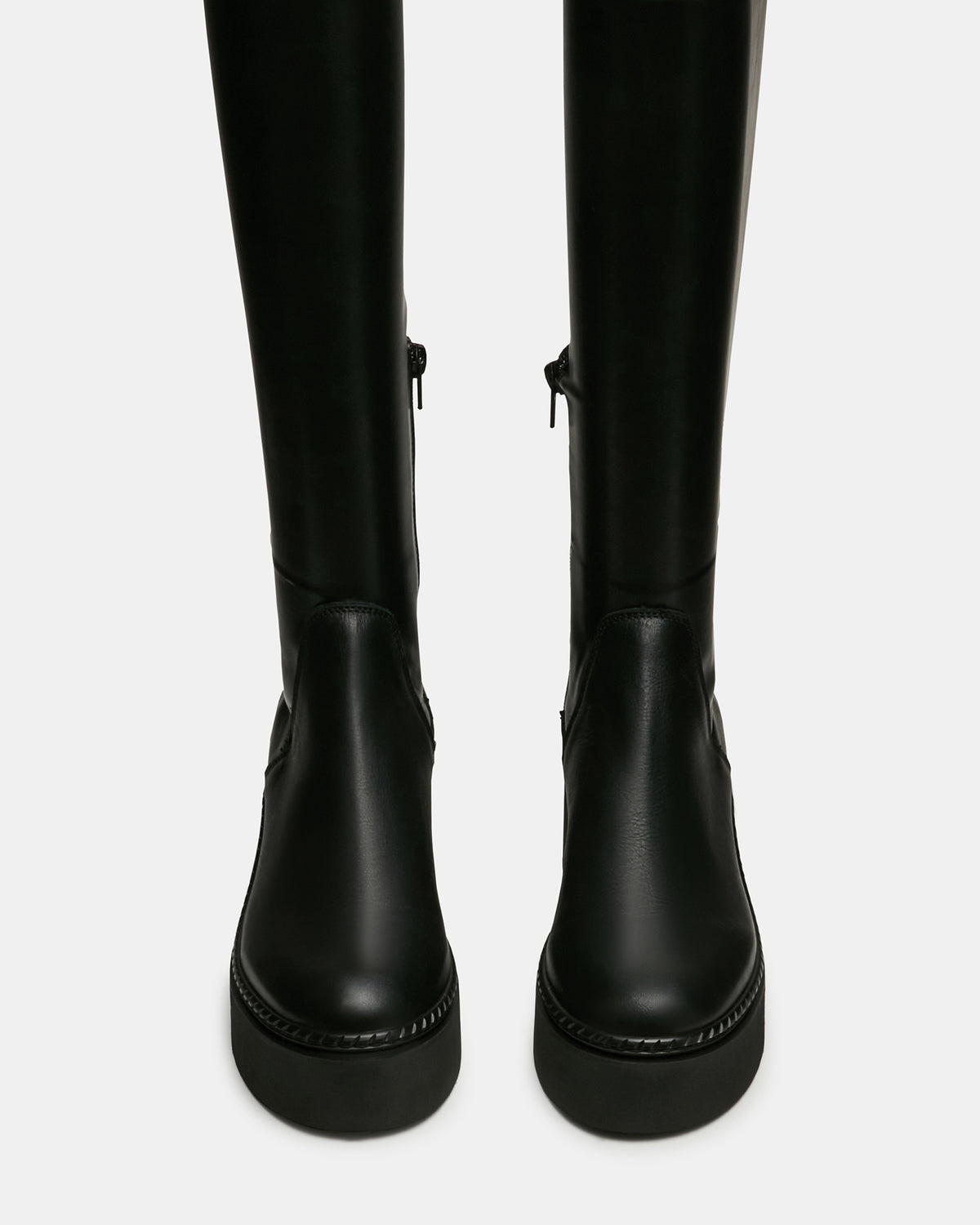 Steve Madden DRACO Black Knee-High Round-Toe Platform Women's Boot