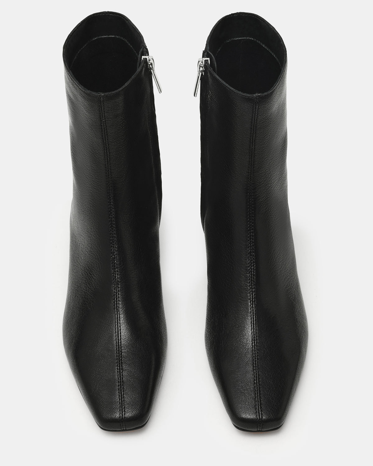 Steve Madden FLAIRE Black Leather Square-Toe Wedge Bootie Women's Ankle Boot