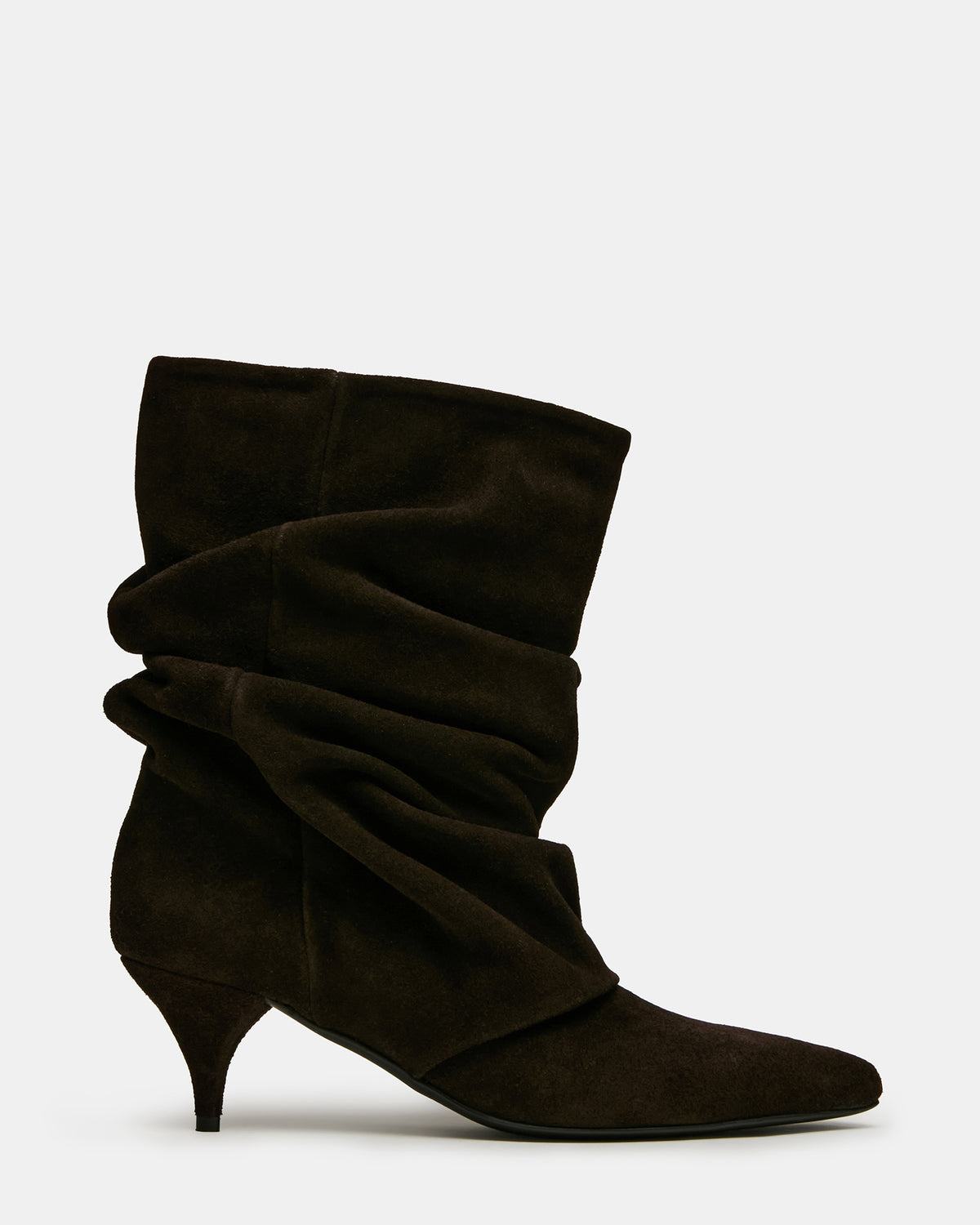 Steve Madden LEXEN Brown Suede Pointed-Toe Fold-Over Scrunched Women's Ankle Boot