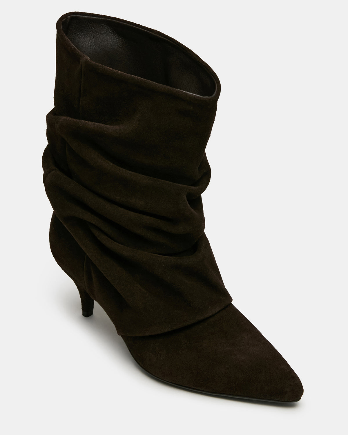 Steve Madden LEXEN Brown Suede Pointed-Toe Fold-Over Scrunched Women's Ankle Boot