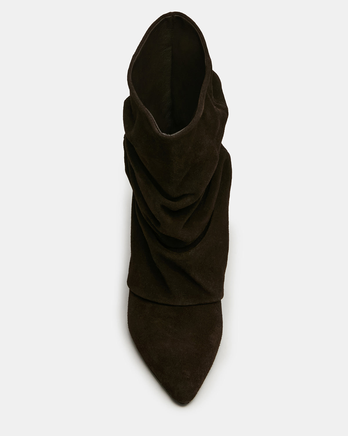 Steve Madden LEXEN Brown Suede Pointed-Toe Fold-Over Scrunched Women's Ankle Boot