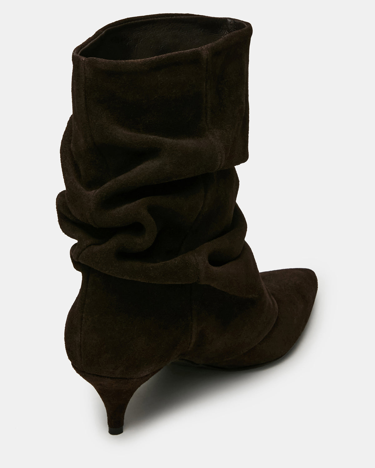 Steve Madden LEXEN Brown Suede Pointed-Toe Fold-Over Scrunched Women's Ankle Boot