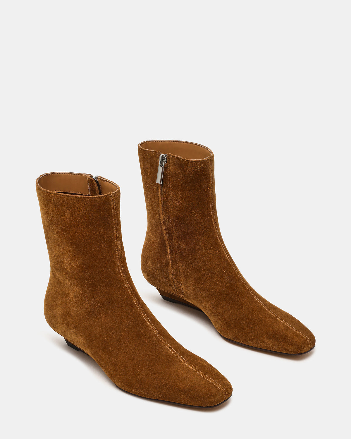 Steve Madden FLAIRE Sand Suede Square-Toe Wedge Bootie Women's Ankle Boot