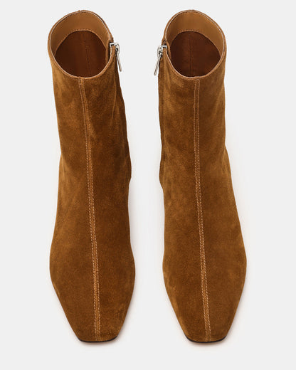 Steve Madden FLAIRE Sand Suede Square-Toe Wedge Bootie Women's Ankle Boot