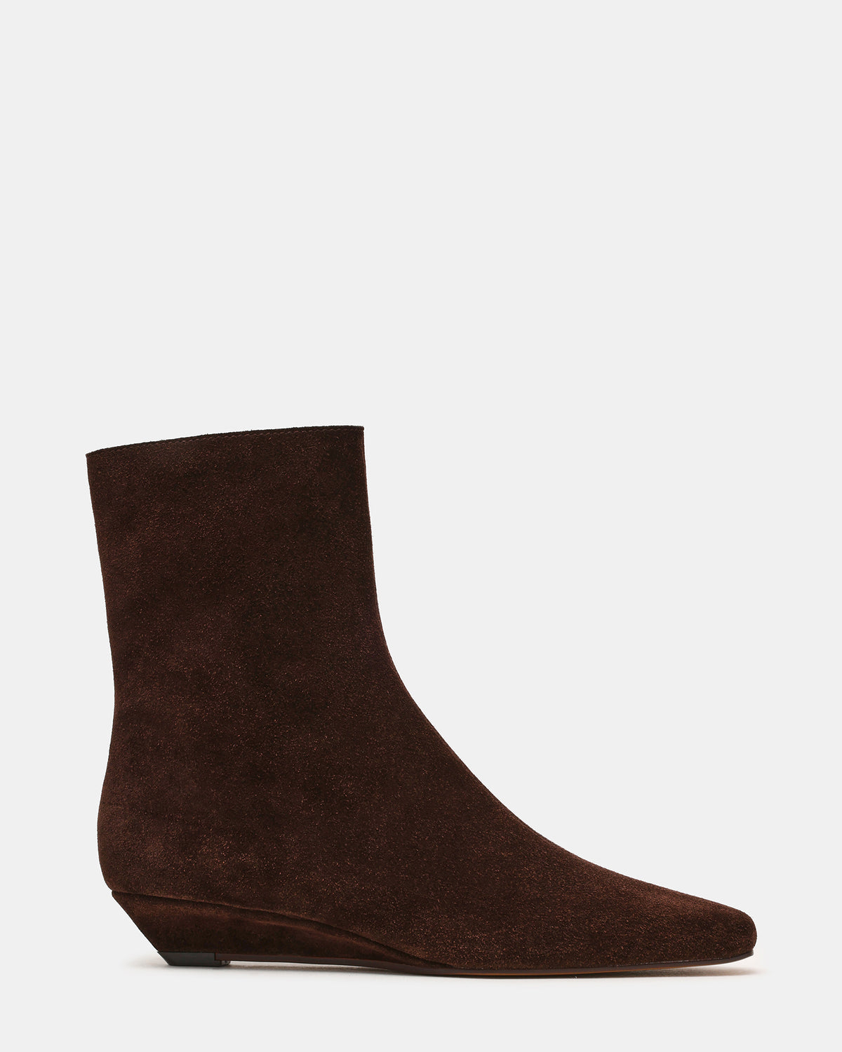 Steve Madden FLAIRE Brown Suede Square-Toe Wedge Bootie Women's Ankle Boot