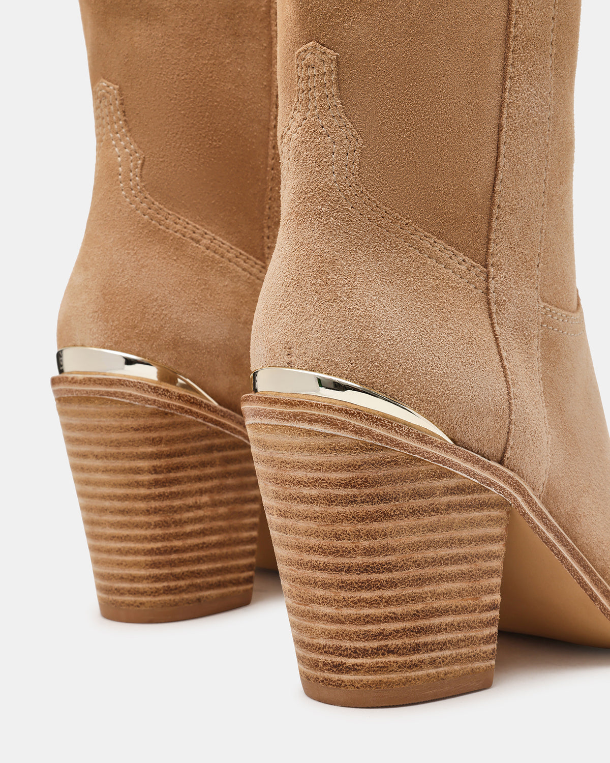 Steve Madden SALLY Sand Suede Pointed-Toe Western Block Heel Women's Boot