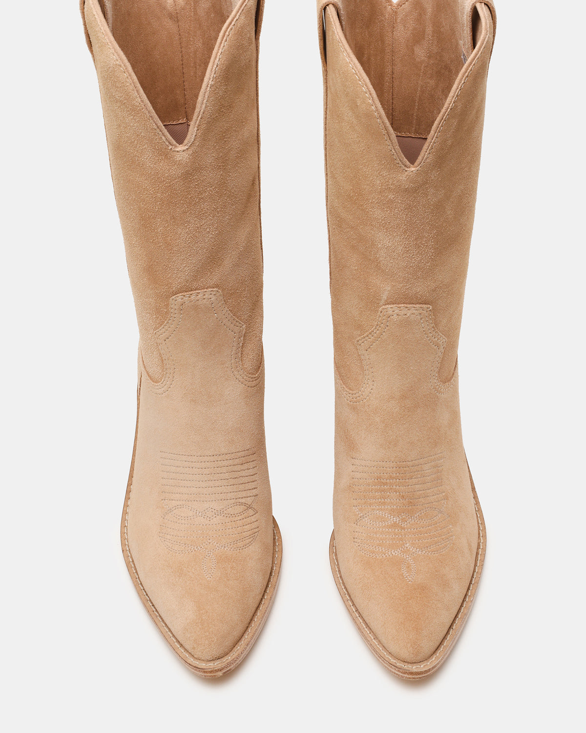 Steve Madden SALLY Sand Suede Pointed-Toe Western Block Heel Women's Boot