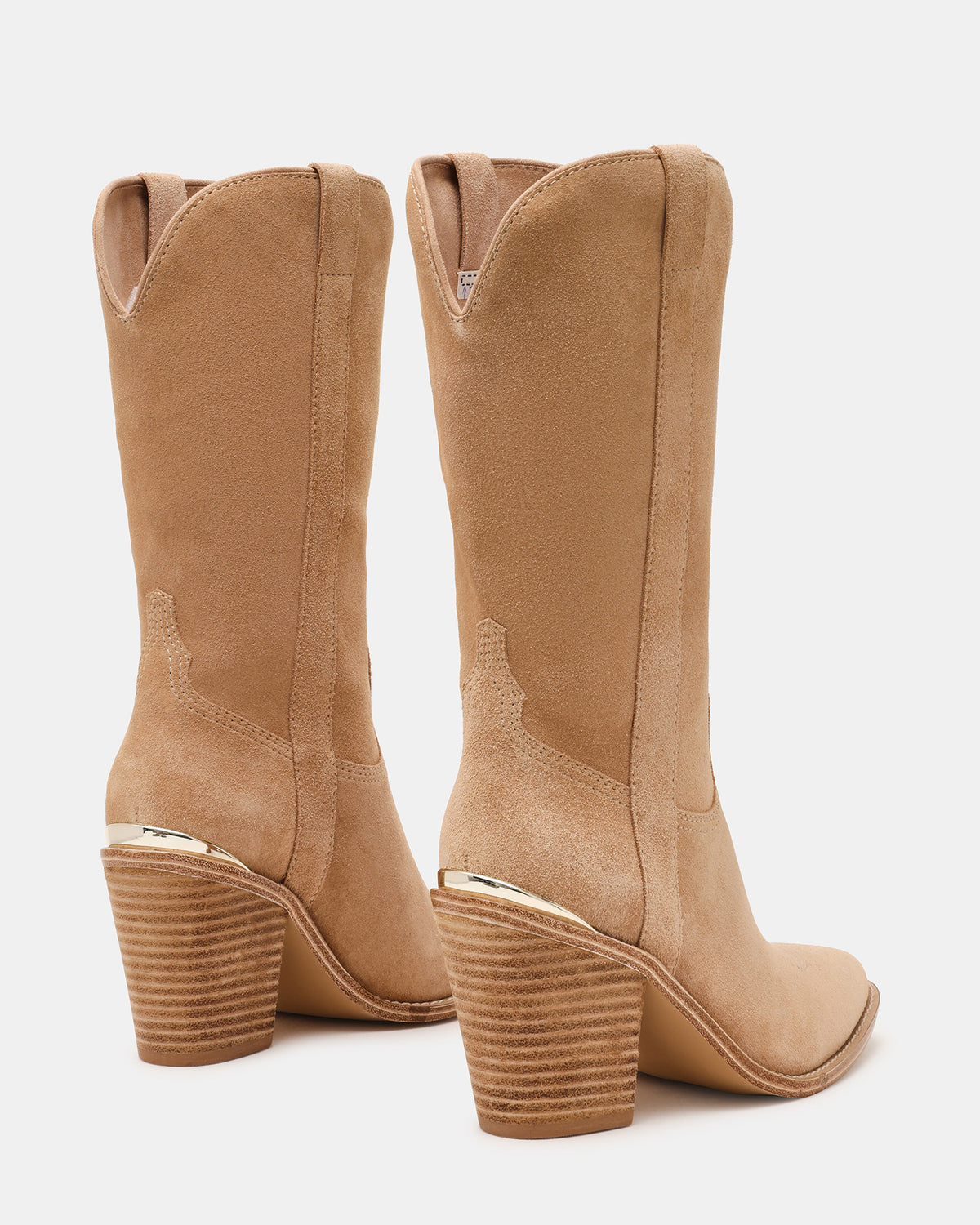 Steve Madden SALLY Sand Suede Pointed-Toe Western Block Heel Women's Boot