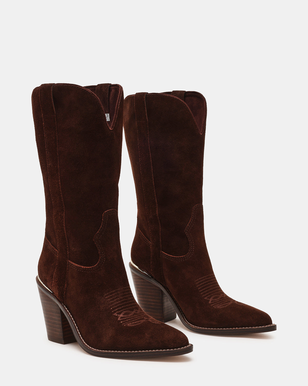 Steve Madden SALLY Brown Suede Pointed-Toe Western Block Heel Women's Boot