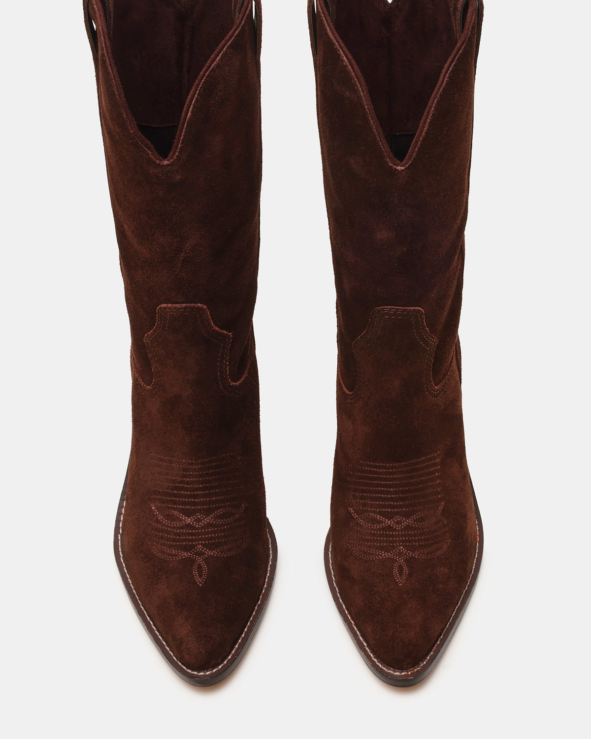 Steve Madden SALLY Brown Suede Pointed-Toe Western Block Heel Women's Boot