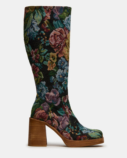Steve Madden FOLIE Tapestry Square-Toe Block Heel Knee-High Women's Boot
