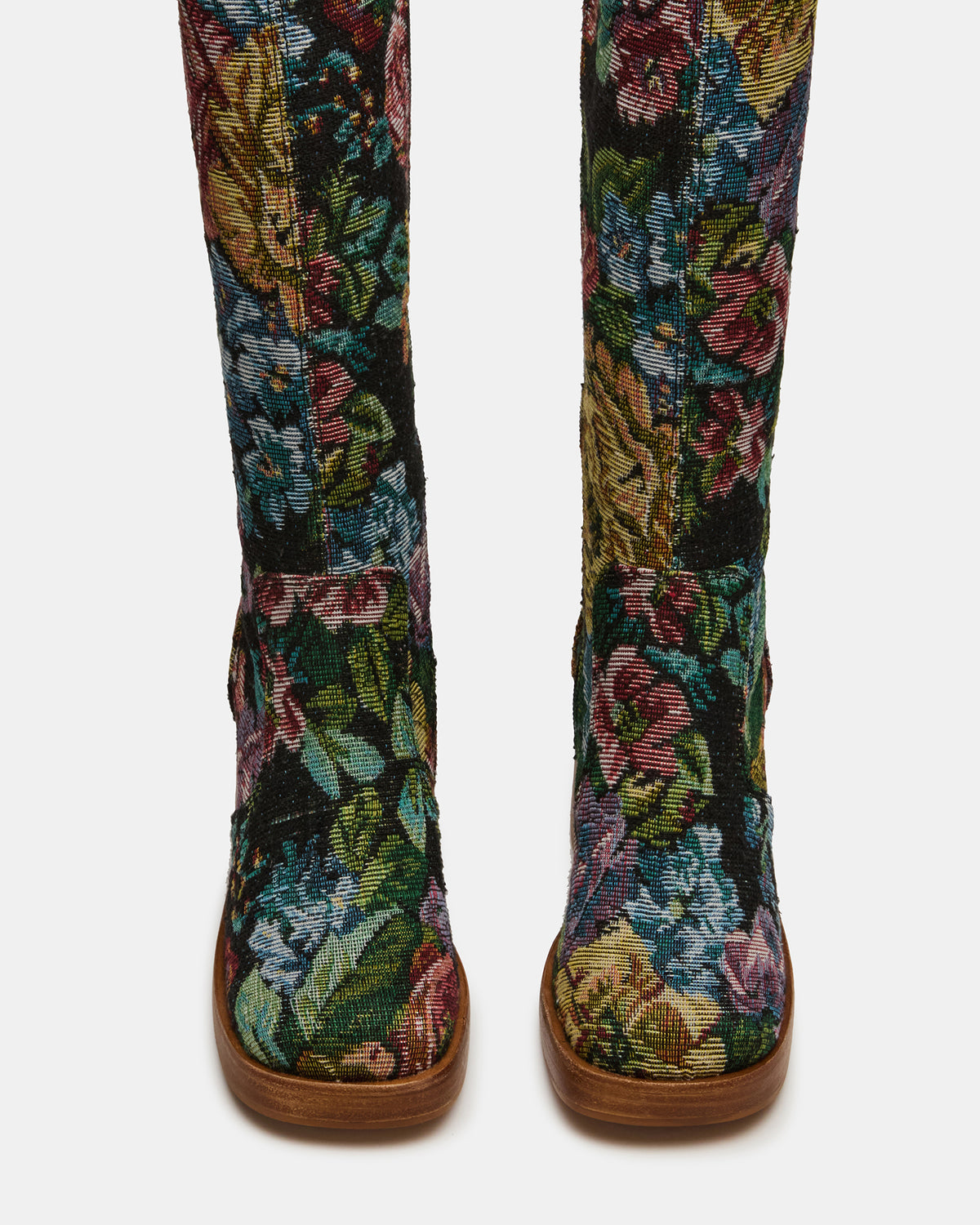 Steve Madden FOLIE Tapestry Square-Toe Block Heel Knee-High Women's Boot