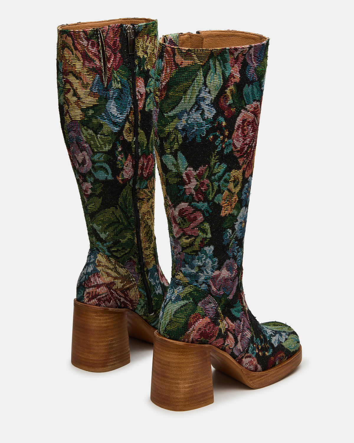 Steve Madden FOLIE Tapestry Square-Toe Block Heel Knee-High Women's Boot