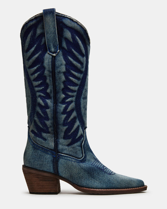 Steve Madden ALBANY Denim Fabric Pointed-Toe Women's Western Boot