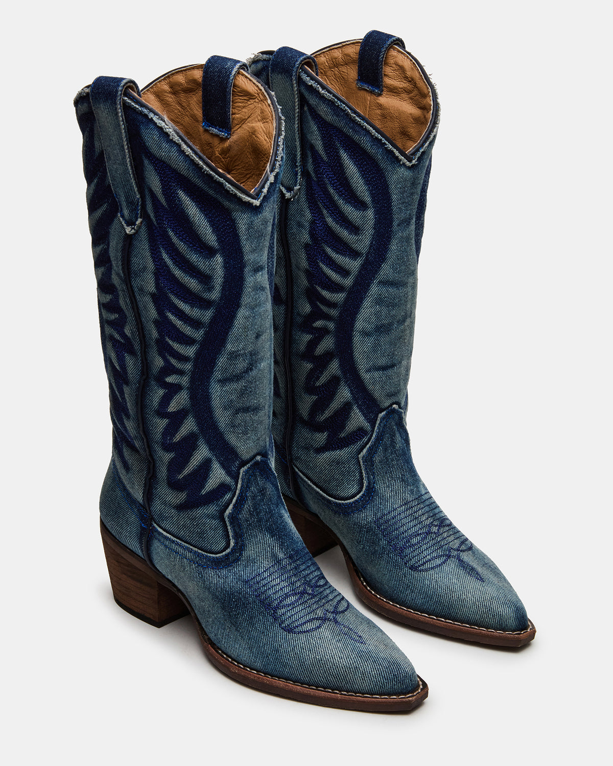 Steve Madden ALBANY Denim Fabric Pointed-Toe Women's Western Boot