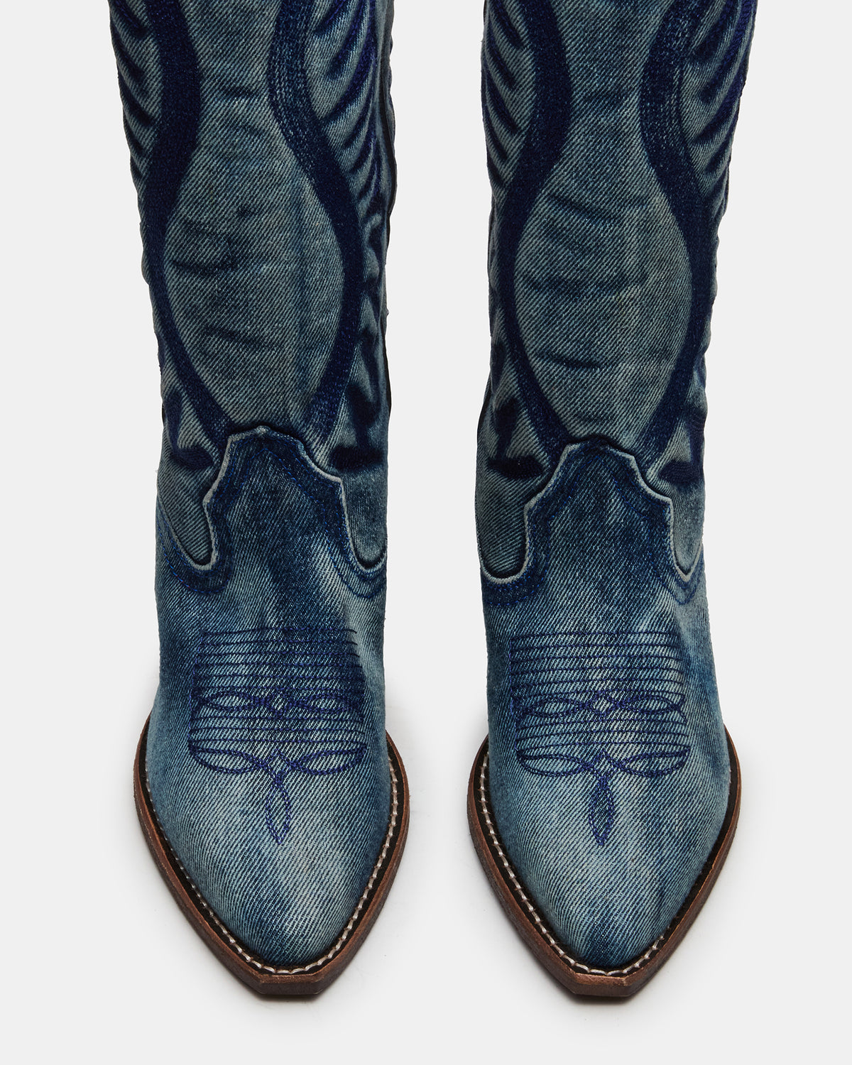 Steve Madden ALBANY Denim Fabric Pointed-Toe Women's Western Boot