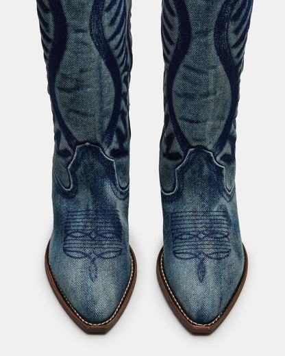 Steve Madden ALBANY Denim Fabric Pointed-Toe Women's Western Boot