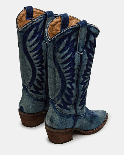 Steve Madden ALBANY Denim Fabric Pointed-Toe Women's Western Boot