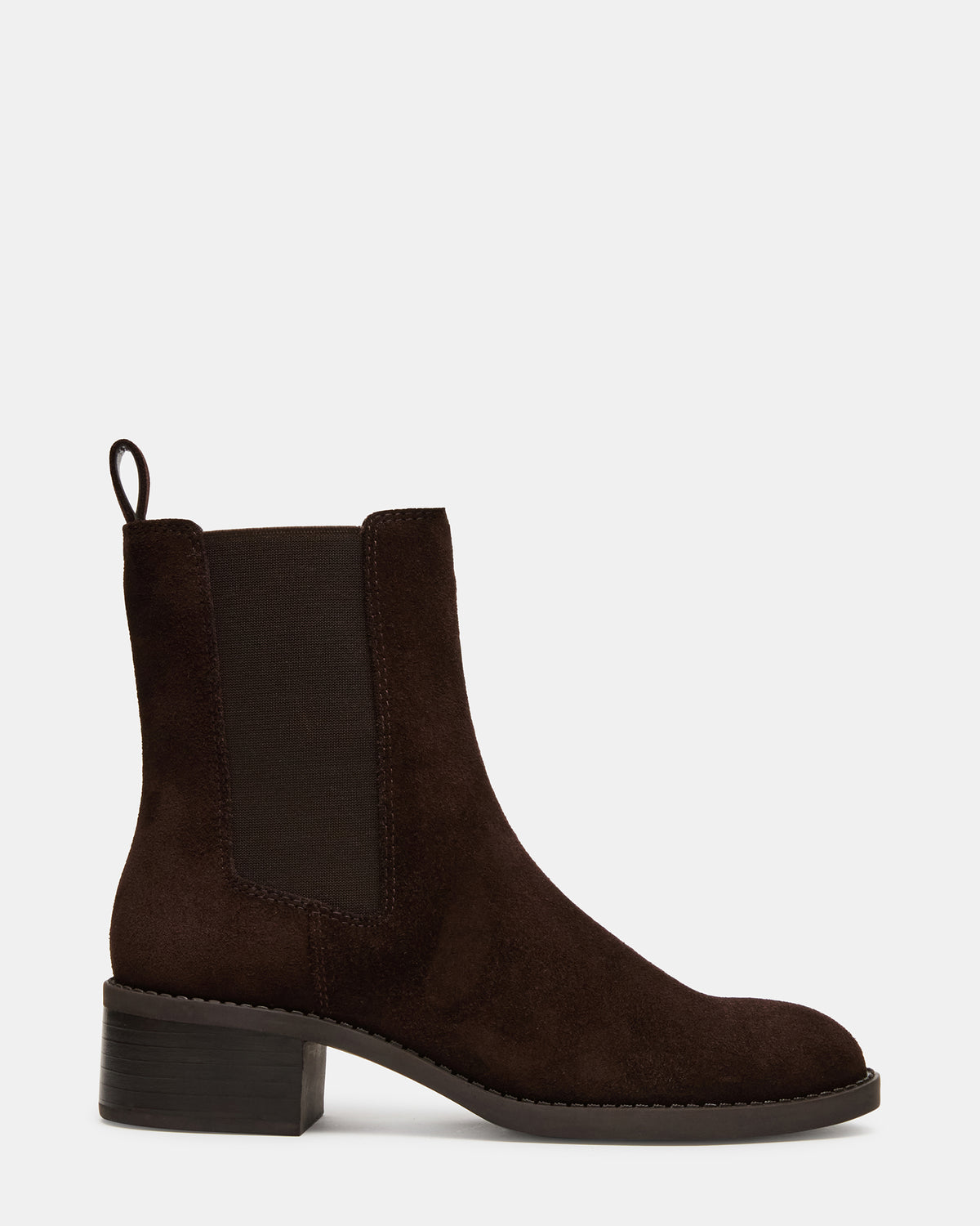 Steve Madden KAPLAN Brown Suede Chelsea Block Heel Women's Ankle Boot