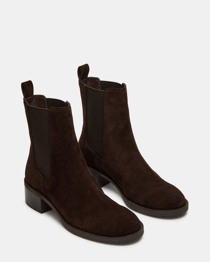 Steve Madden KAPLAN Brown Suede Chelsea Block Heel Women's Ankle Boot