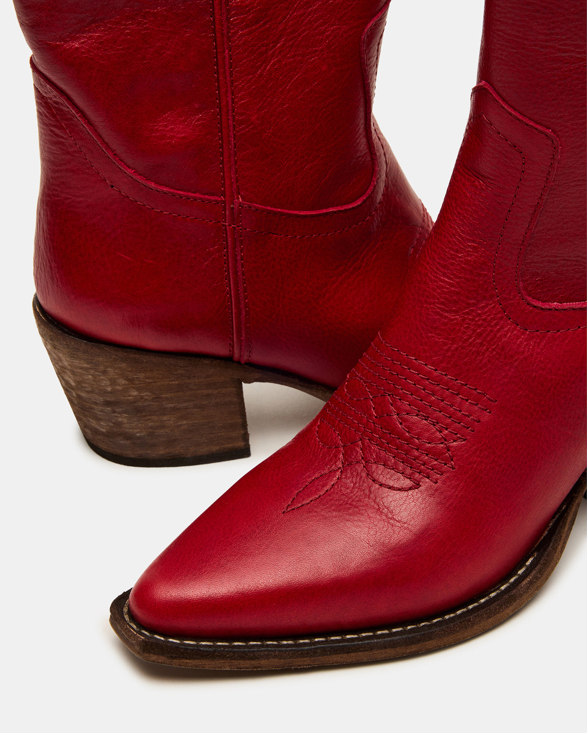 Steve Madden ALBANY Red Leather Pointed-Toe Women's Western Boot