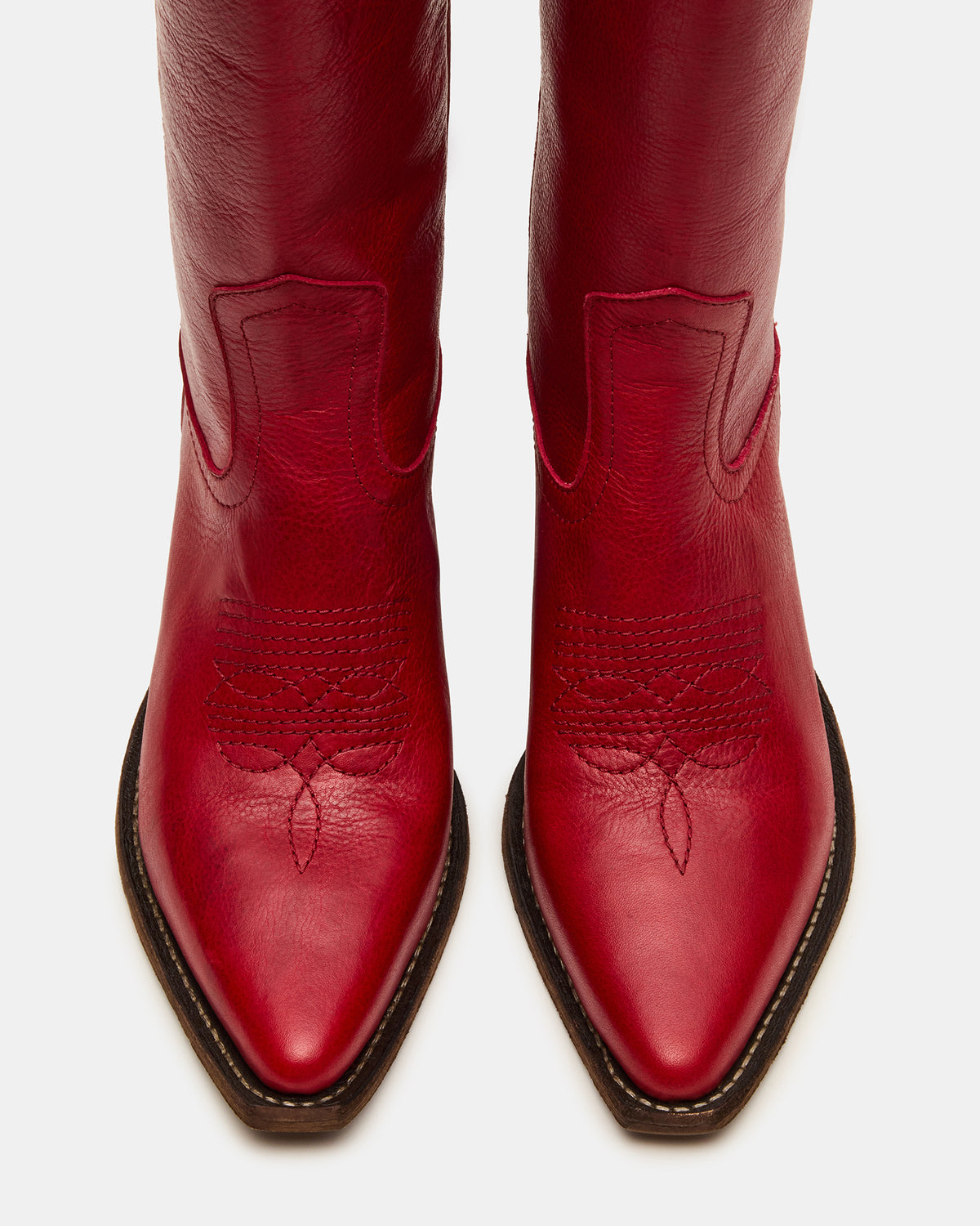 Steve Madden ALBANY Red Leather Pointed-Toe Women's Western Boot
