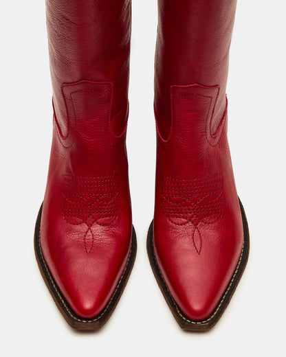 Steve Madden ALBANY Red Leather Pointed-Toe Women's Western Boot