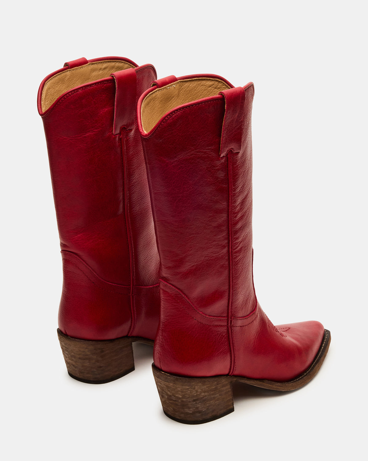 Steve Madden ALBANY Red Leather Pointed-Toe Women's Western Boot