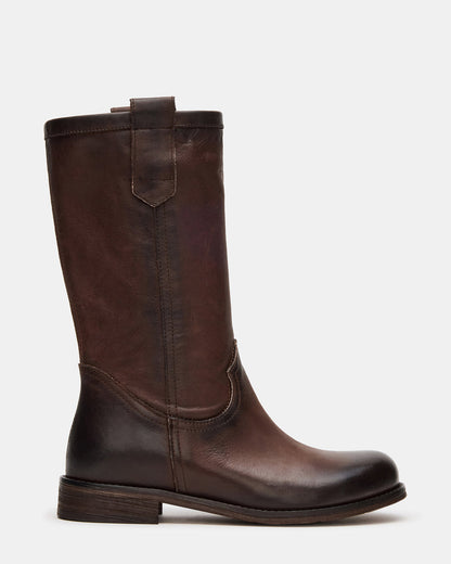 Steve Madden RUBEN Brown Leather Rounded Toe Women's Boot