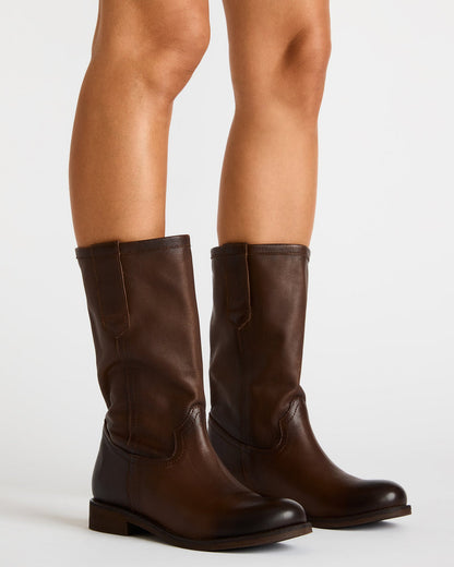 Steve Madden RUBEN Brown Leather Rounded Toe Women's Boot