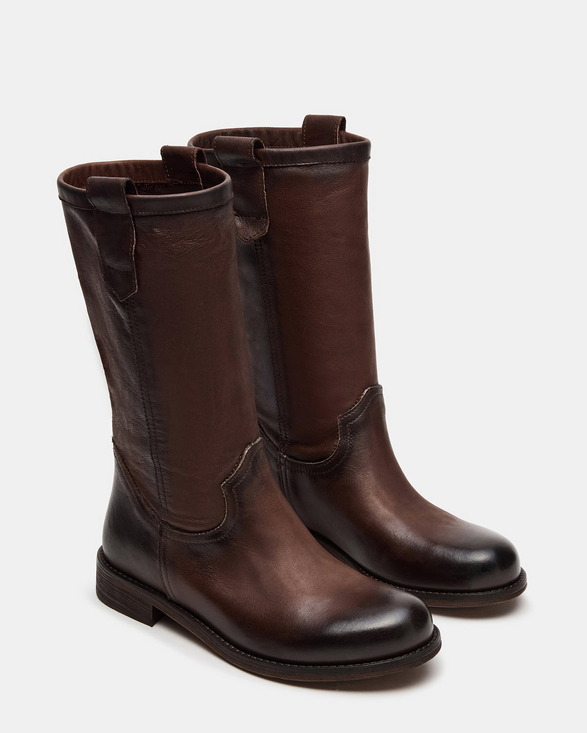 Steve Madden RUBEN Brown Leather Rounded Toe Women's Boot