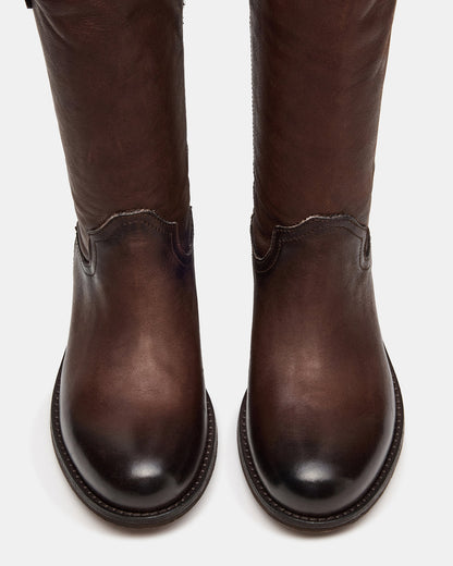 Steve Madden RUBEN Brown Leather Rounded Toe Women's Boot